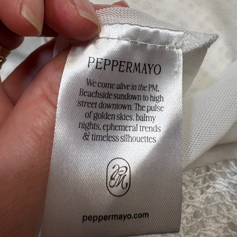 New NWT Peppermayo Ivory Huntah Asymmetric Crochet Off Shoulder Midi Dress - 4 - Picture 9 of 9
